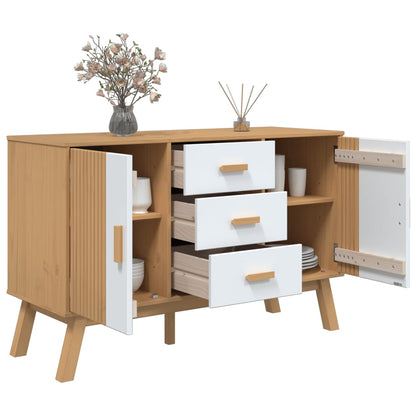 Sideboard OLDEN White and Brown 114x43x73.5cm Solid Wood Pine
