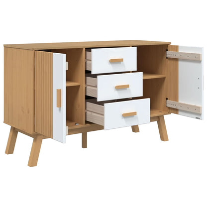 Sideboard OLDEN White and Brown 114x43x73.5cm Solid Wood Pine