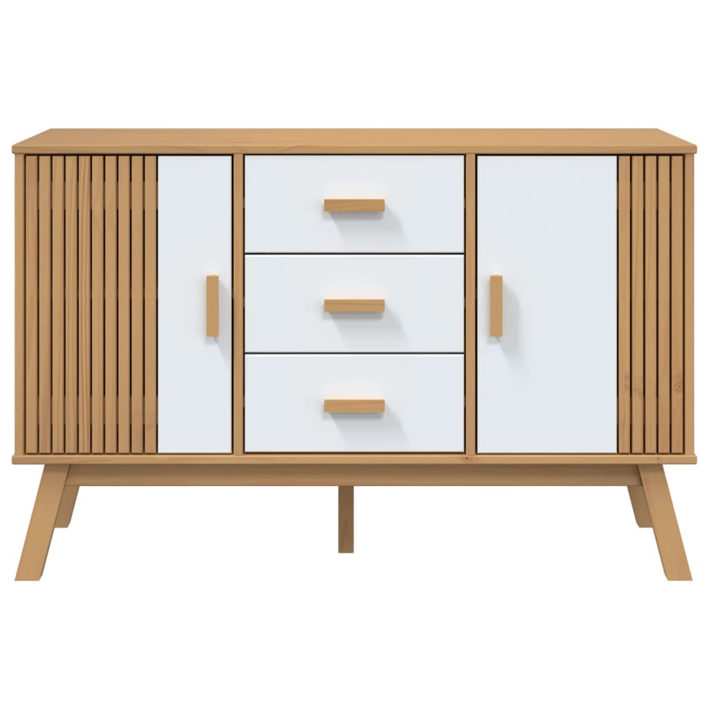 Sideboard OLDEN White and Brown 114x43x73.5cm Solid Wood Pine