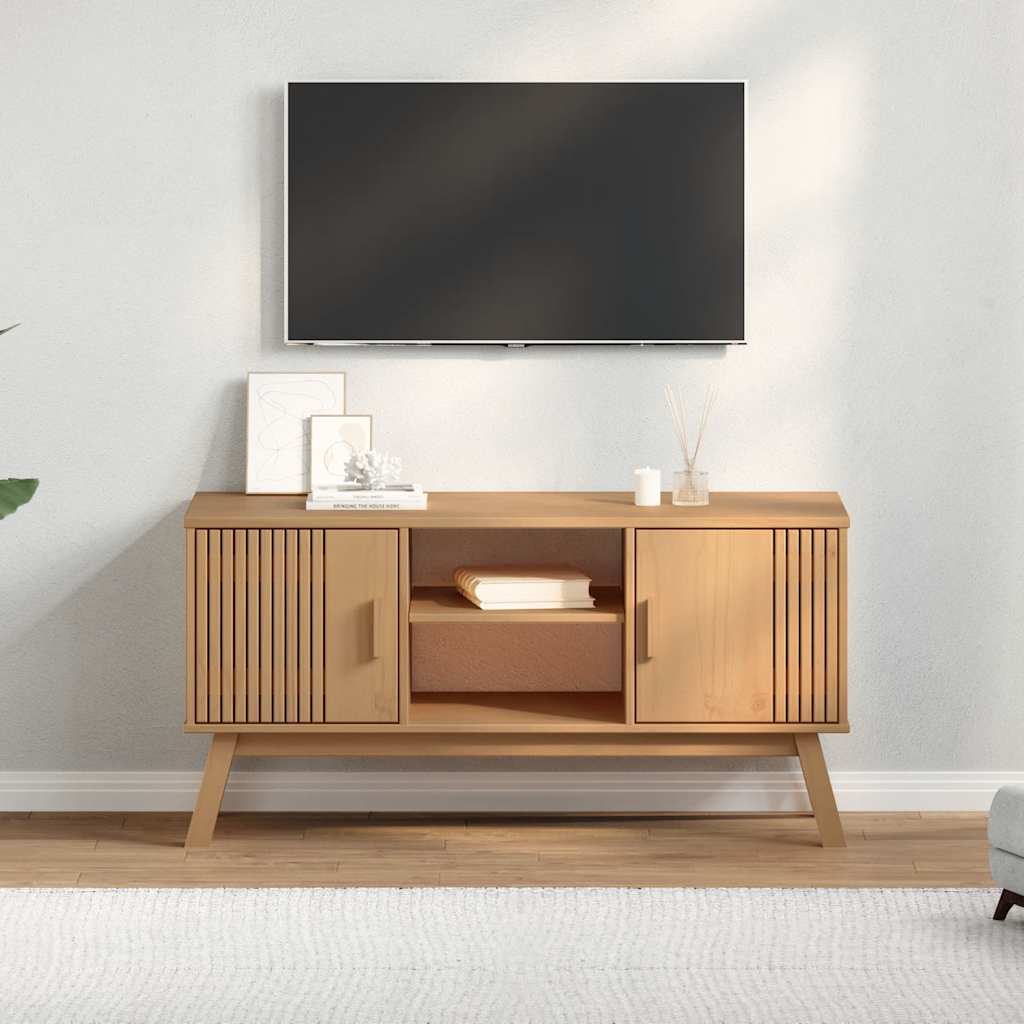 TV Cabinet OLDEN Brown 114x43x57 cm Solid Wood Pine