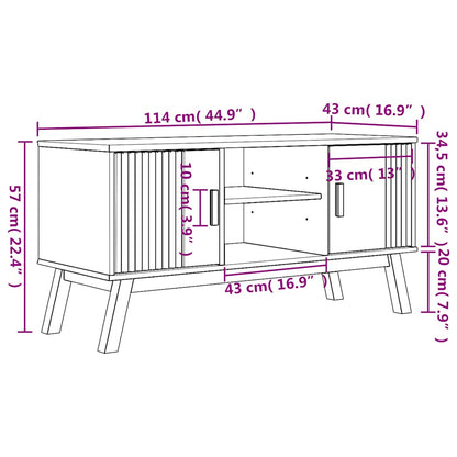TV Cabinet "OLDEN" Brown 114x43x57 cm Solid Wood Pine