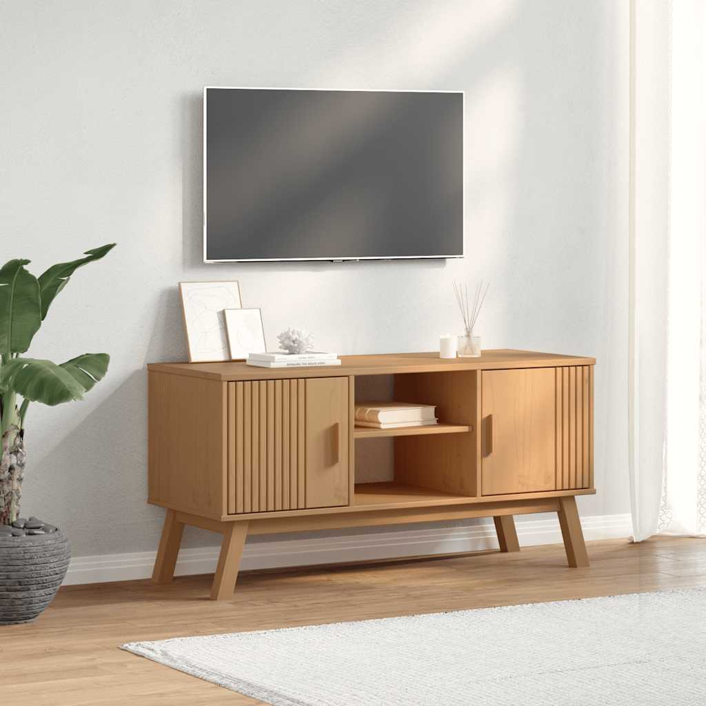 TV Cabinet OLDEN Brown 114x43x57 cm Solid Wood Pine