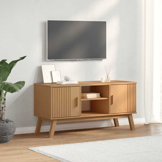 TV Cabinet "OLDEN" Brown 114x43x57 cm Solid Wood Pine