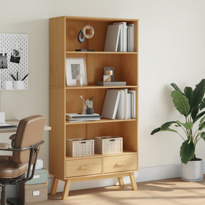 Bookcase 4-Tier OLDEN Brown Solid Wood Pine