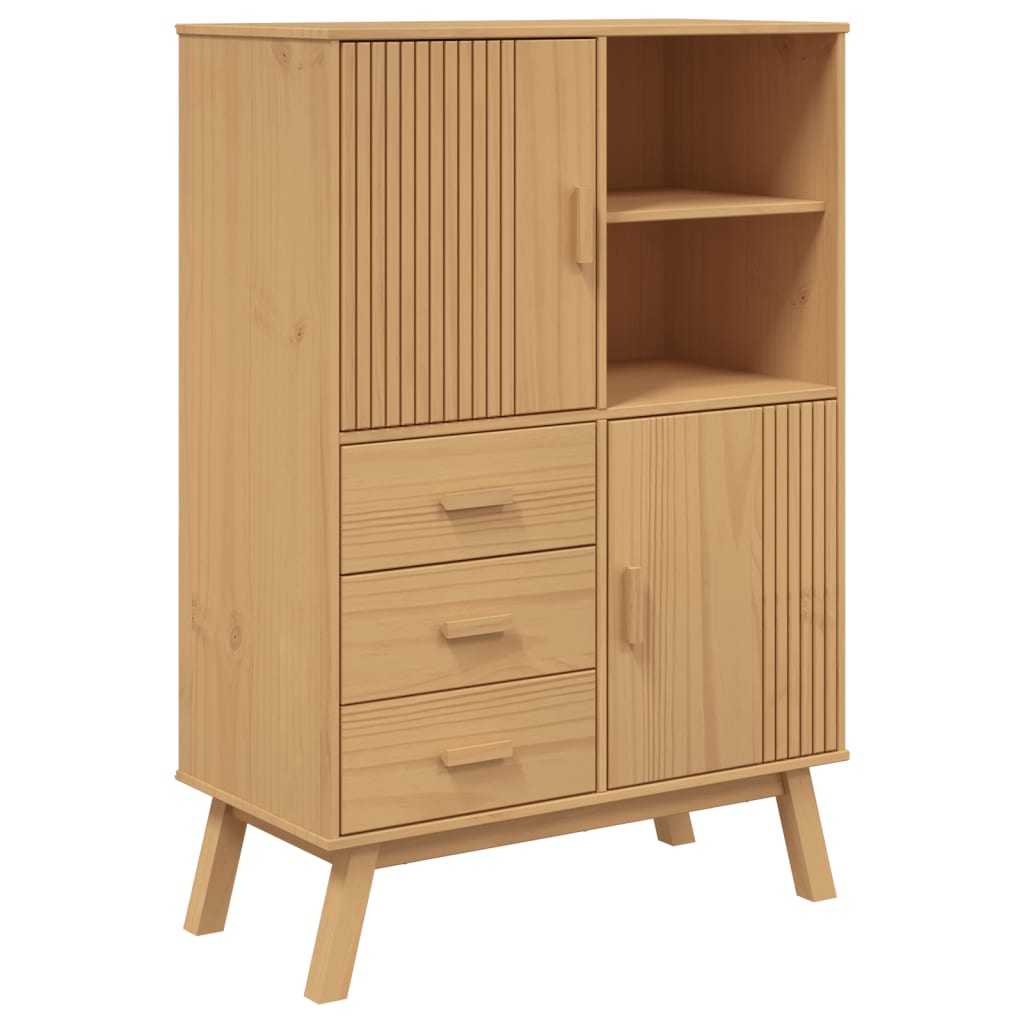 Highboard "OLDEN" Brown 85x43x125 cm Solid Wood Pine