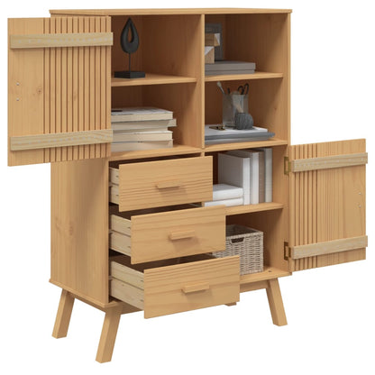 Highboard "OLDEN" Brown 85x43x125 cm Solid Wood Pine