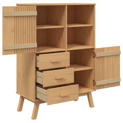 Highboard "OLDEN" Brown 85x43x125 cm Solid Wood Pine