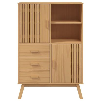 Highboard "OLDEN" Brown 85x43x125 cm Solid Wood Pine