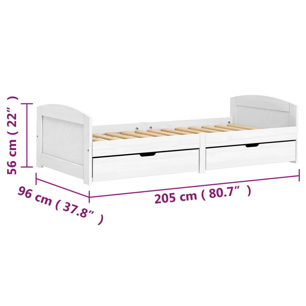 Day Bed with 2 Drawers without Mattress "IRUN" White 90x200 cm