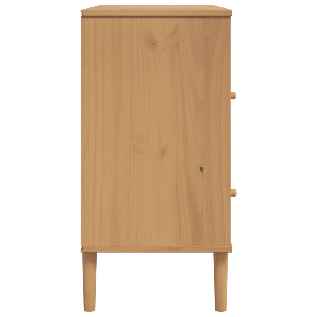 Sideboard "SENJA" Rattan Look Brown 80x40x80 cm Solid Wood Pine
