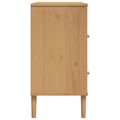 Sideboard "SENJA" Rattan Look Brown 80x40x80 cm Solid Wood Pine
