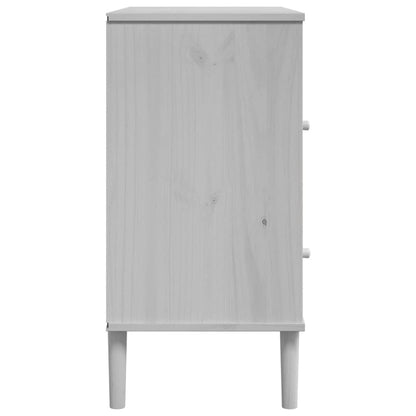 Sideboard "SENJA" Rattan Look White 80x40x80 cm Solid Wood Pine