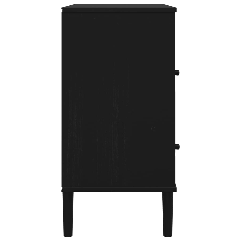 Sideboard "SENJA" Rattan Look Black 80x40x80 cm Solid Wood Pine