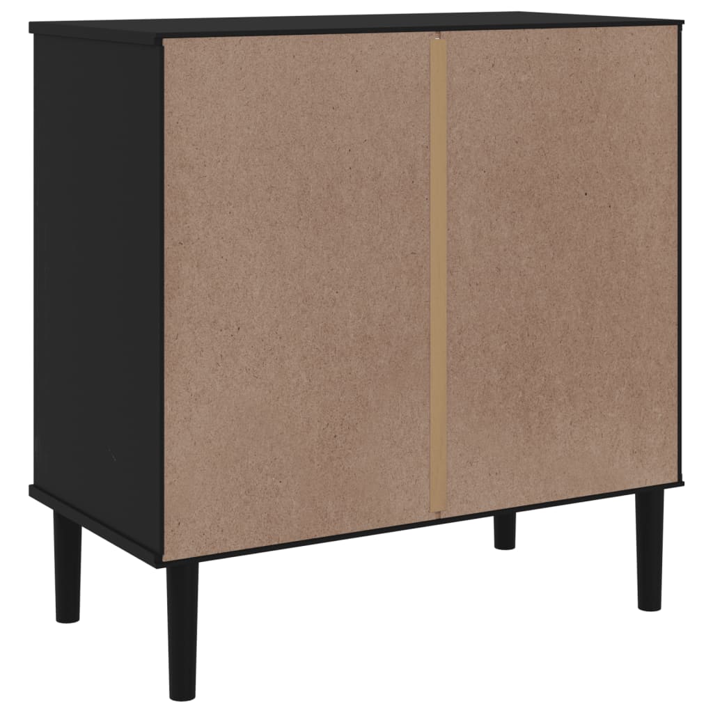 Sideboard "SENJA" Rattan Look Black 80x40x80 cm Solid Wood Pine