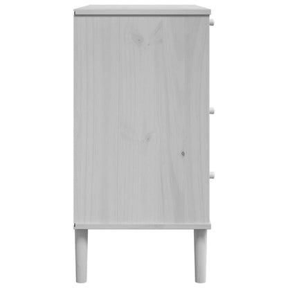 Drawer Cabinet SENJA Rattan Look White 80x40x80 cm Solid Wood Pine