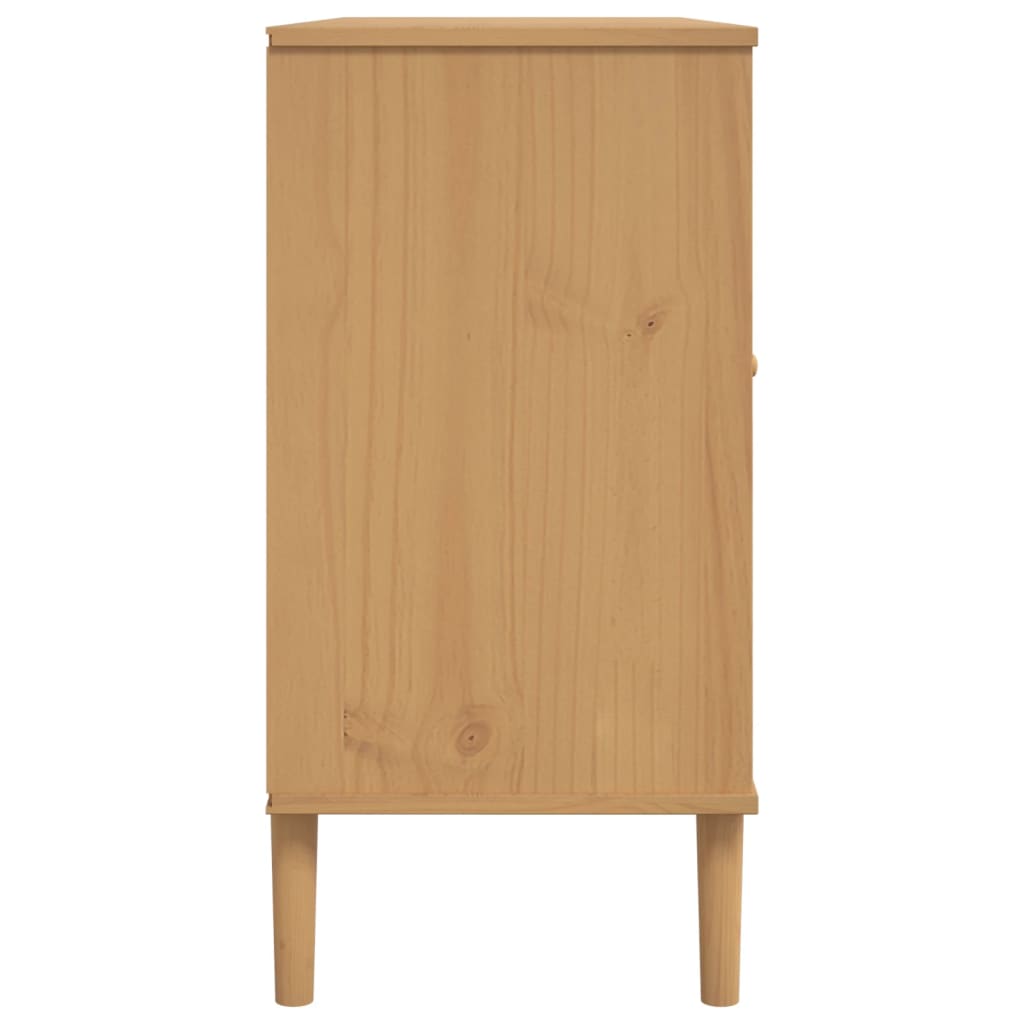 Sideboard "SENJA" Rattan Look Brown 112x40x80 cm Solid Wood Pine