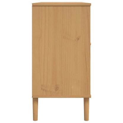 Sideboard "SENJA" Rattan Look Brown 112x40x80 cm Solid Wood Pine