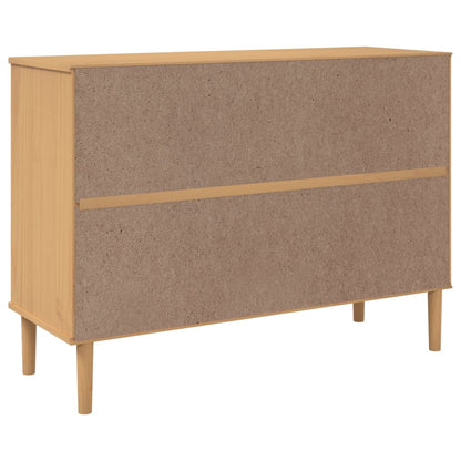 Sideboard "SENJA" Rattan Look Brown 112x40x80 cm Solid Wood Pine