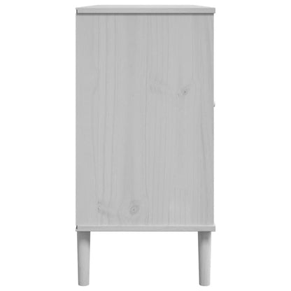 Sideboard "SENJA" Rattan Look White 112x40x80 cm Solid Wood Pine
