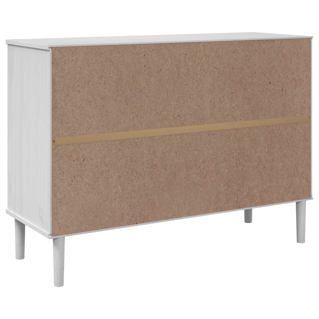 Sideboard "SENJA" Rattan Look White 112x40x80 cm Solid Wood Pine