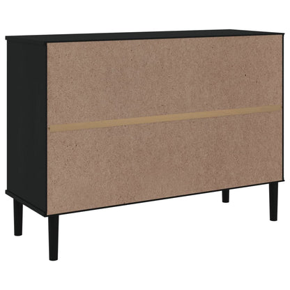 Sideboard SENJA Rattan Look Black 112x40x80 cm Solid Wood Pine