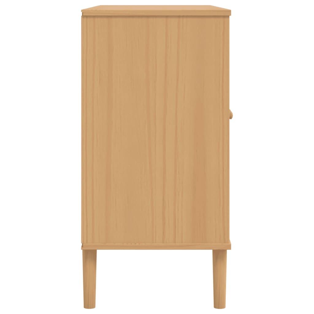 Sideboard "SENJA" Rattan Look Brown 112x40x80cm Solid Wood Pine