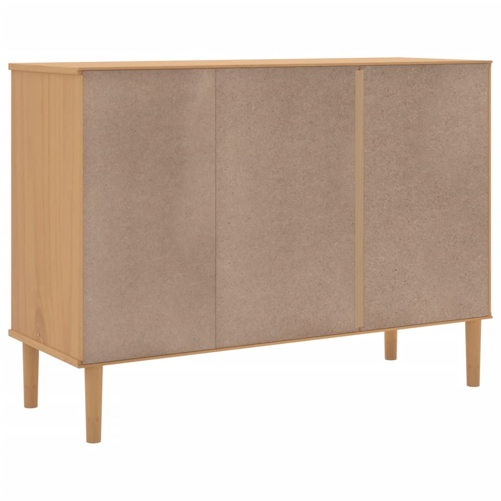 Sideboard "SENJA" Rattan Look Brown 112x40x80cm Solid Wood Pine