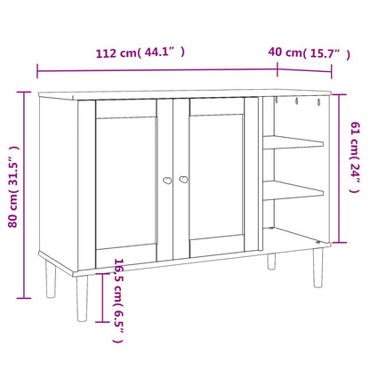 Sideboard "SENJA" Rattan Look Brown 112x40x80cm Solid Wood Pine