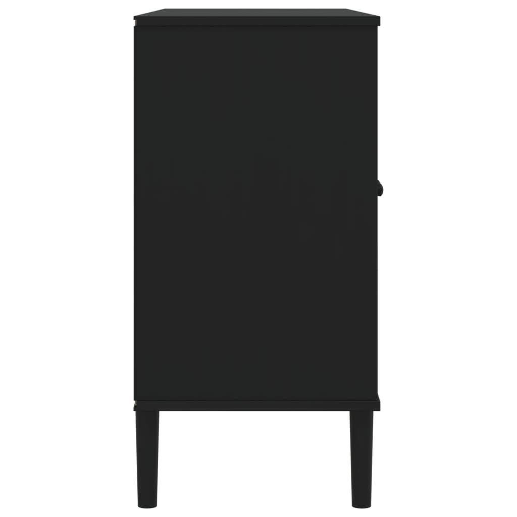 Sideboard | Black | Solid pine wood, Engineered wood, Poly rattan | Large