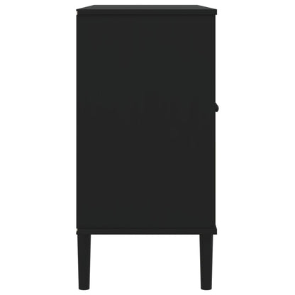 Sideboard | Black | Solid pine wood, Engineered wood, Poly rattan | Large