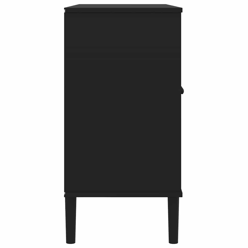 Sideboard "SENJA" Rattan Look Black 112x40x80cm Solid Wood Pine