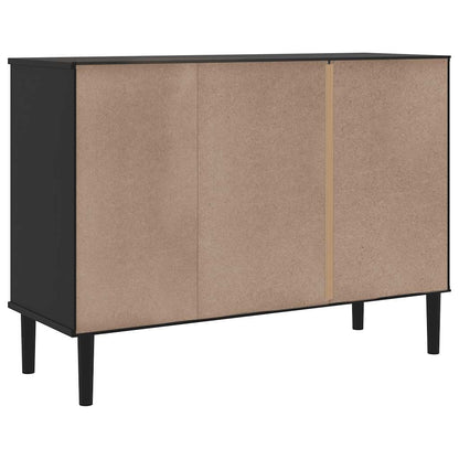 Sideboard "SENJA" Rattan Look Black 112x40x80cm Solid Wood Pine