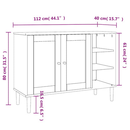Sideboard "SENJA" Rattan Look Black 112x40x80cm Solid Wood Pine