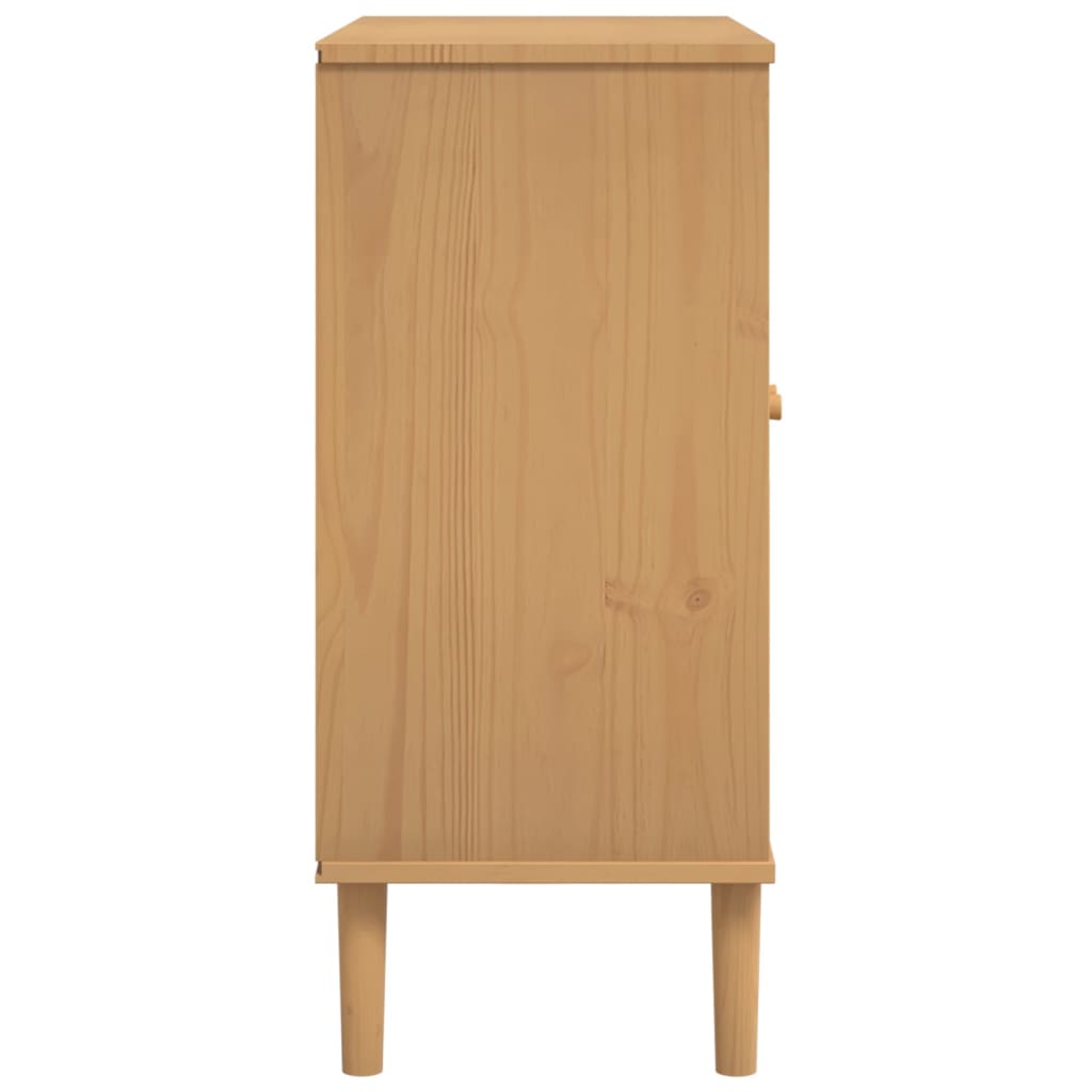 Sideboard "SENJA" Rattan Look Brown 80x35x80 cm Solid Wood Pine