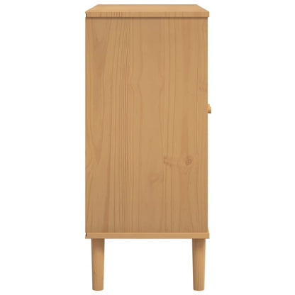 Sideboard "SENJA" Rattan Look Brown 80x35x80 cm Solid Wood Pine
