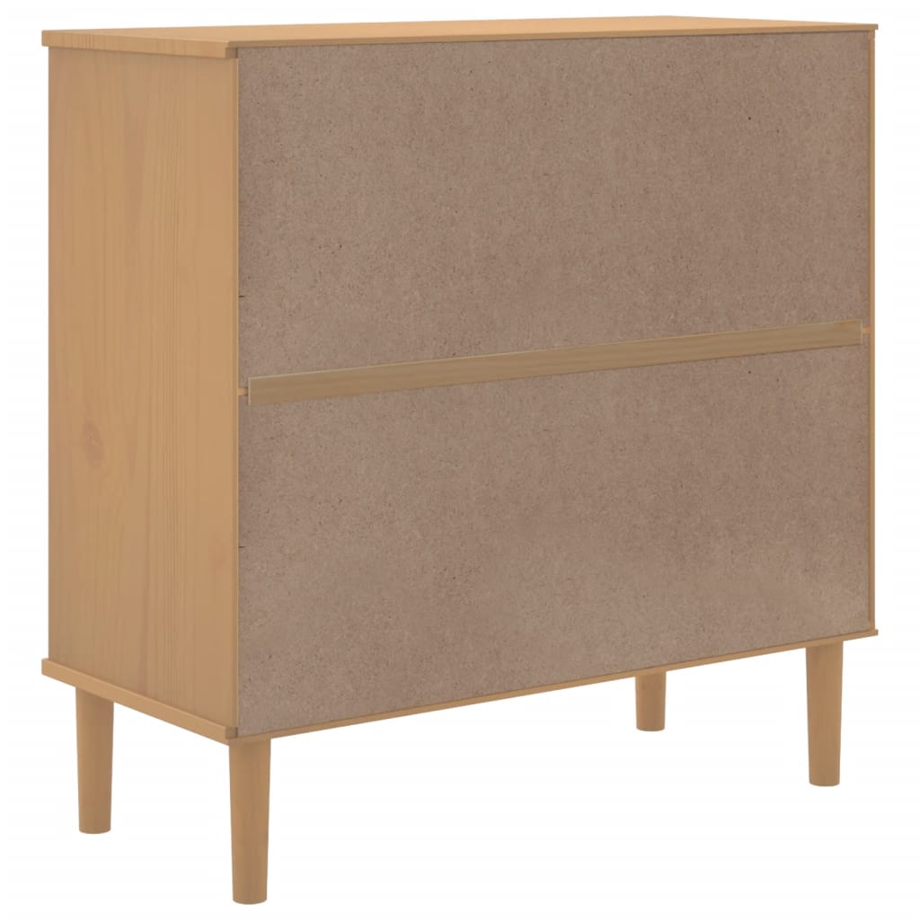 Sideboard "SENJA" Rattan Look Brown 80x35x80 cm Solid Wood Pine