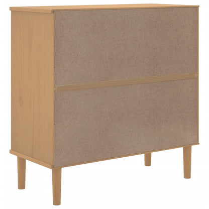Sideboard "SENJA" Rattan Look Brown 80x35x80 cm Solid Wood Pine