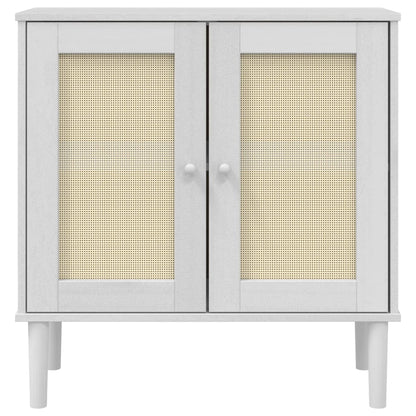 Sideboard "SENJA" Rattan Look White 80x35x80 cm Solid Wood Pine
