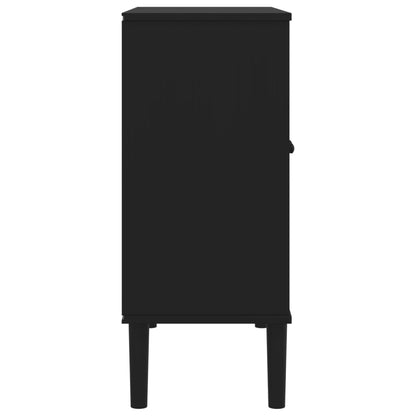 Sideboard "SENJA" Rattan Look Black 80x35x80 cm Solid Wood Pine