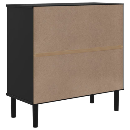 Sideboard SENJA Rattan Look Black 80x35x80 cm Solid Wood Pine