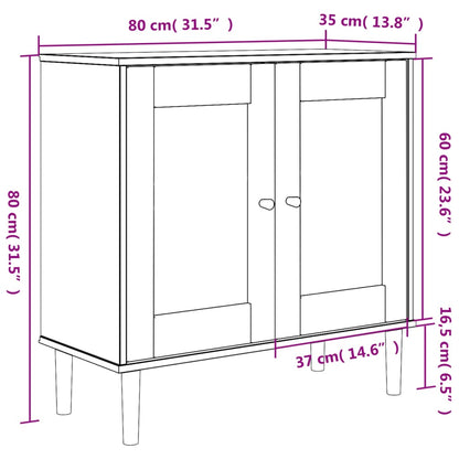 Sideboard SENJA Rattan Look Black 80x35x80 cm Solid Wood Pine