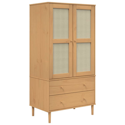 Wardrobe "SENJA" Rattan Look Brown 90x55x175 cm Solid Wood Pine