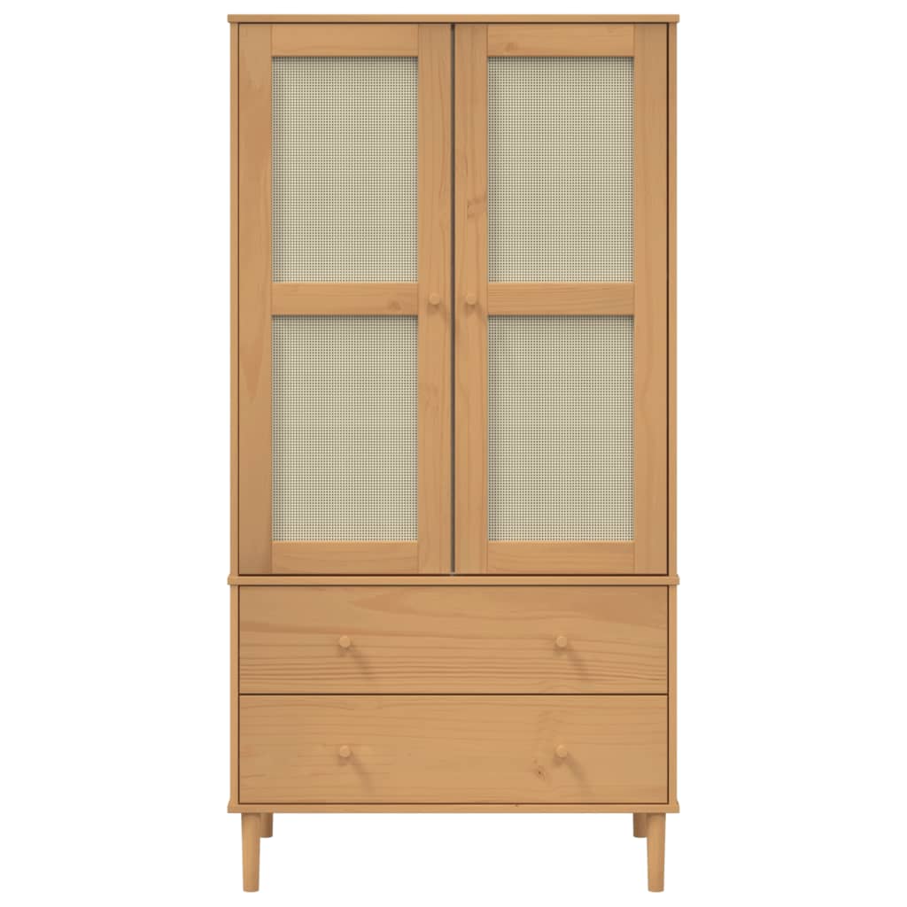 Wardrobe "SENJA" Rattan Look Brown 90x55x175 cm Solid Wood Pine
