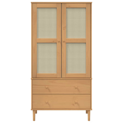 Wardrobe "SENJA" Rattan Look Brown 90x55x175 cm Solid Wood Pine