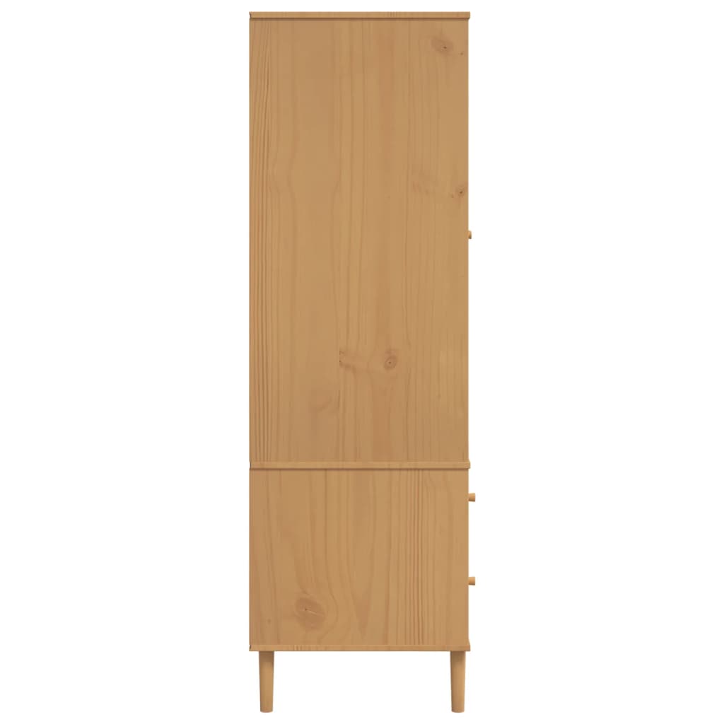 Wardrobe "SENJA" Rattan Look Brown 90x55x175 cm Solid Wood Pine