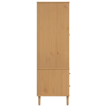 Wardrobe "SENJA" Rattan Look Brown 90x55x175 cm Solid Wood Pine