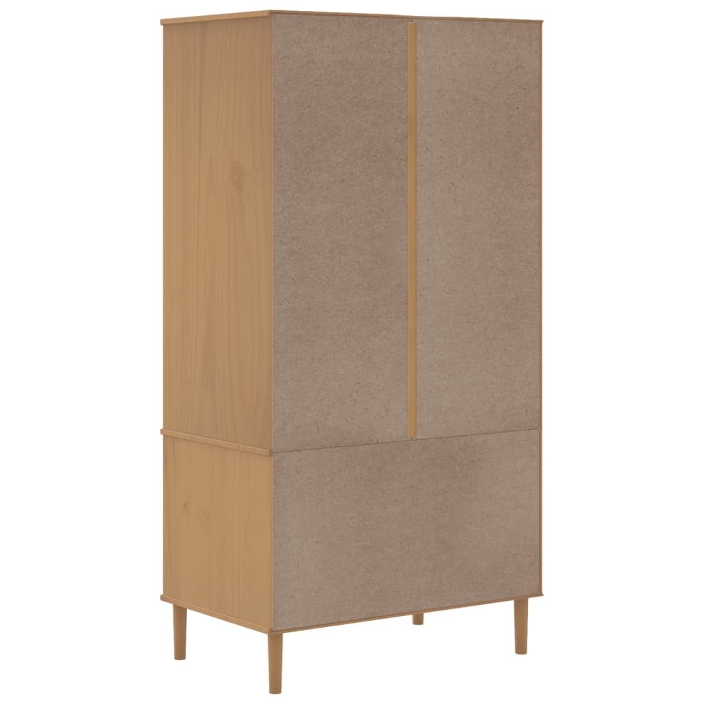 Wardrobe "SENJA" Rattan Look Brown 90x55x175 cm Solid Wood Pine