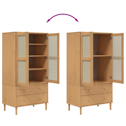 Wardrobe "SENJA" Rattan Look Brown 90x55x175 cm Solid Wood Pine