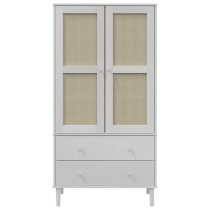 Wardrobe "SENJA" Rattan Look White 90x55x175 cm Solid Wood Pine