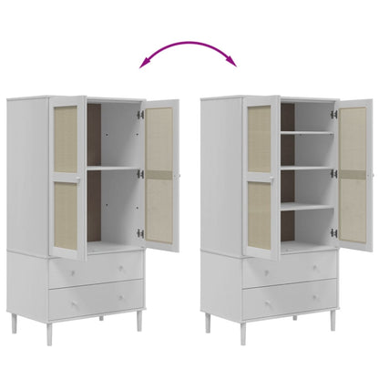 Wardrobe "SENJA" Rattan Look White 90x55x175 cm Solid Wood Pine